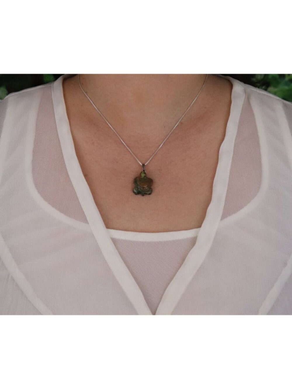 Pendant Only Carved Unakite Turtle Pendant 1" x 5/8" - Picture 4 of 6